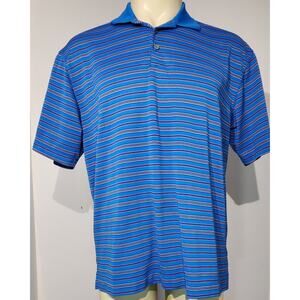 Nike Golf Men's Nike Fit Dry Striped Navy Blue Polo Shirt Athletic Logo Size L